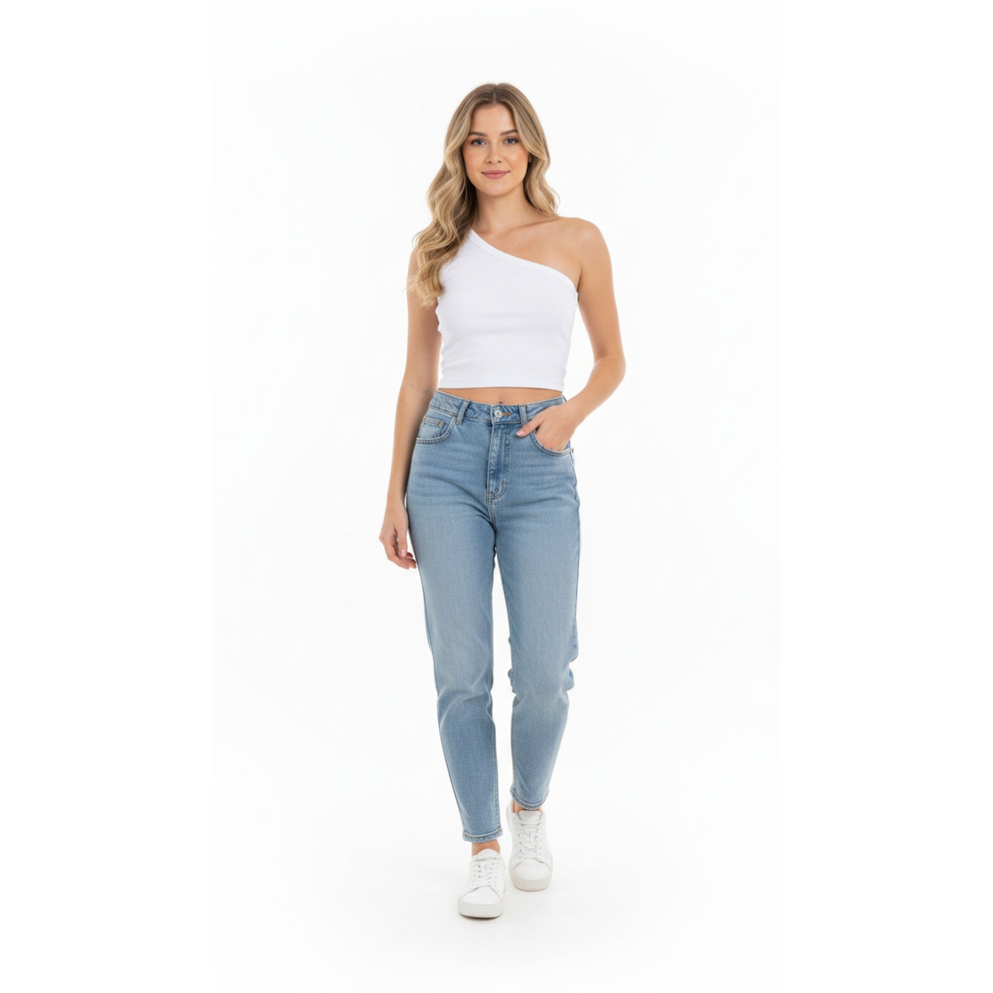 Destello de cristal / Básica rib - blanco 010